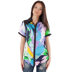 Блуза жіноча кольорова з коротким рукавом
