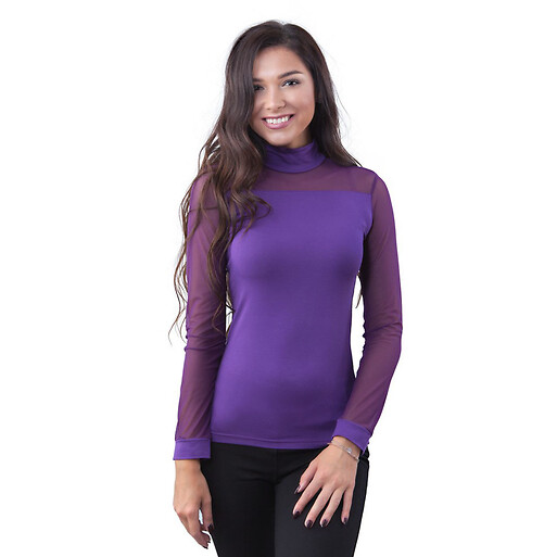 Гольф женский фиолетового цвета с прозрачными рукавами (803361) фото 1