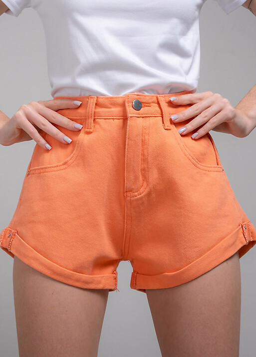 Шорти жіночі джинсові помаранчеві (200485) фото 1